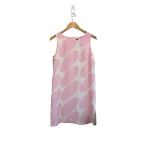 Marimekko Truba Linssi Pink White Sleeveless A Line Shift Cotton Dress Size 10